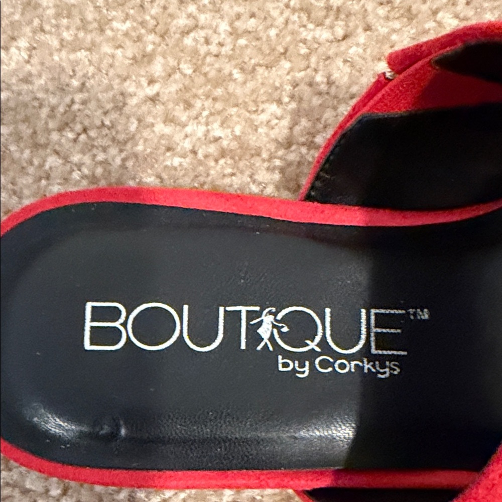 Boutique by Corkys- Carina Red Suede Slide Mules Size 7- NWT - Picture 2 of 7